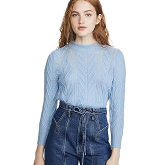 EUC Joie Tenzin Cashmere Wool Mock Neck Sweater Thistle Blue Size XS - Picture 2 of 5